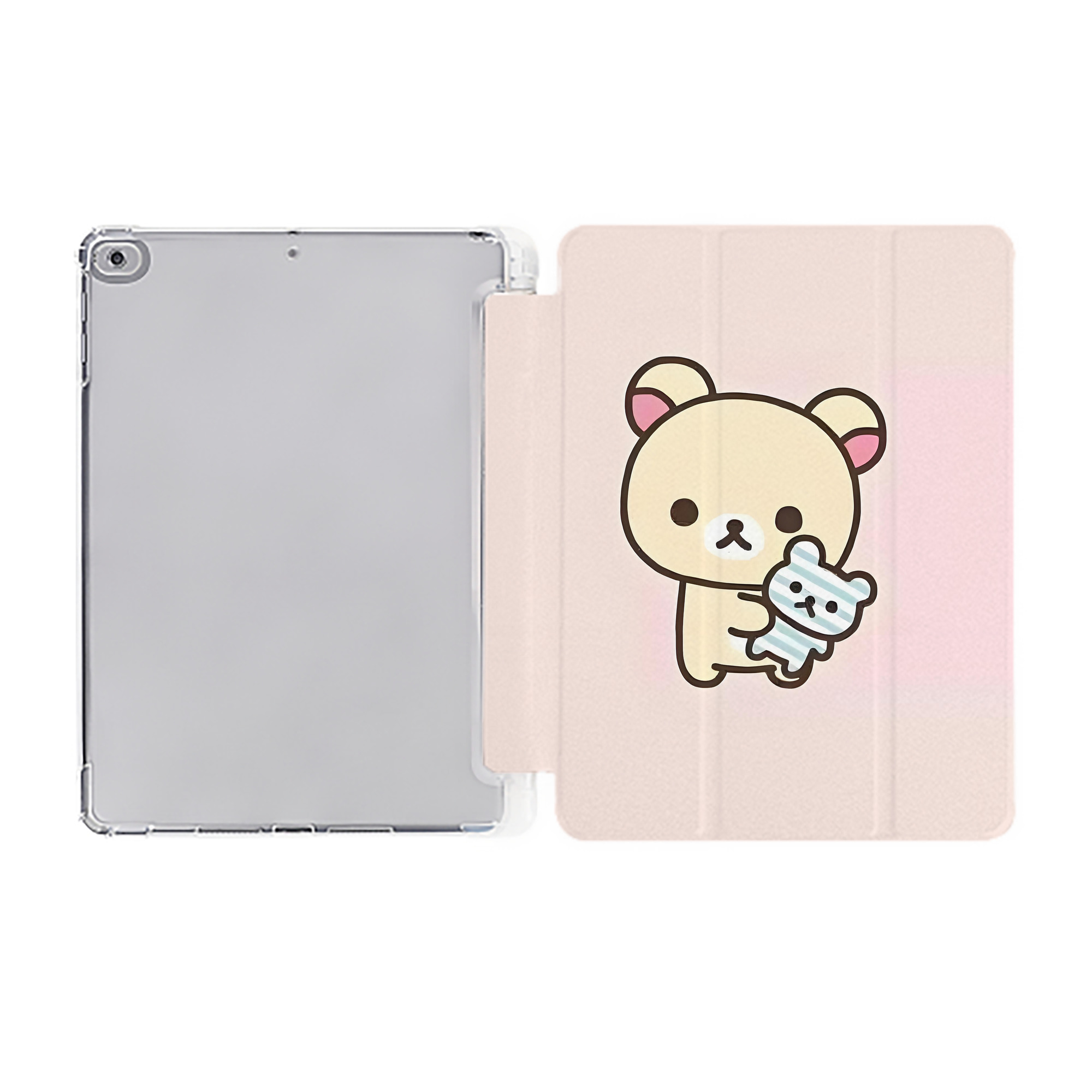 （画像用） リラックマ リラックマ キイロイトリ Rilakkuma Korilakkuma Kiiroitori IPad ケース ペン収納付き 三つ折りスタンド PUレザー×シリコン 対応機種9.5/10.5/10.9インチ